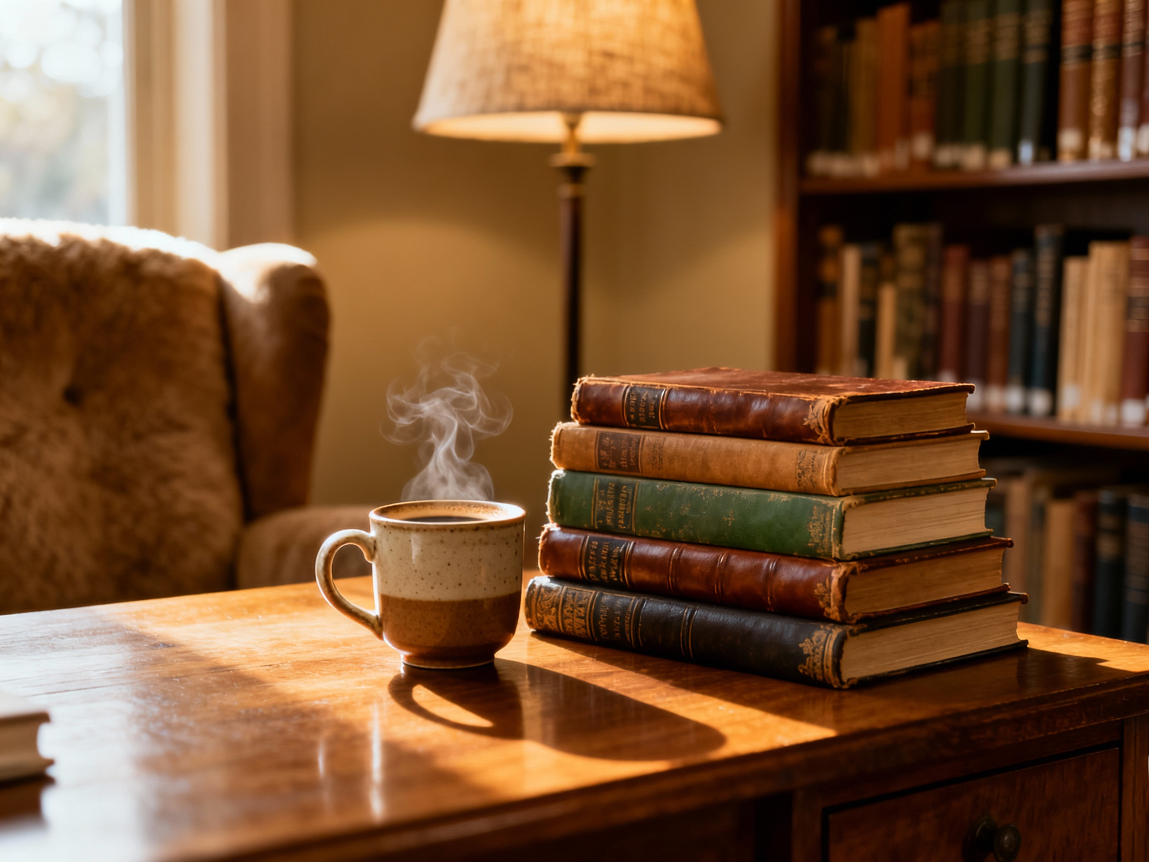 Books on a table